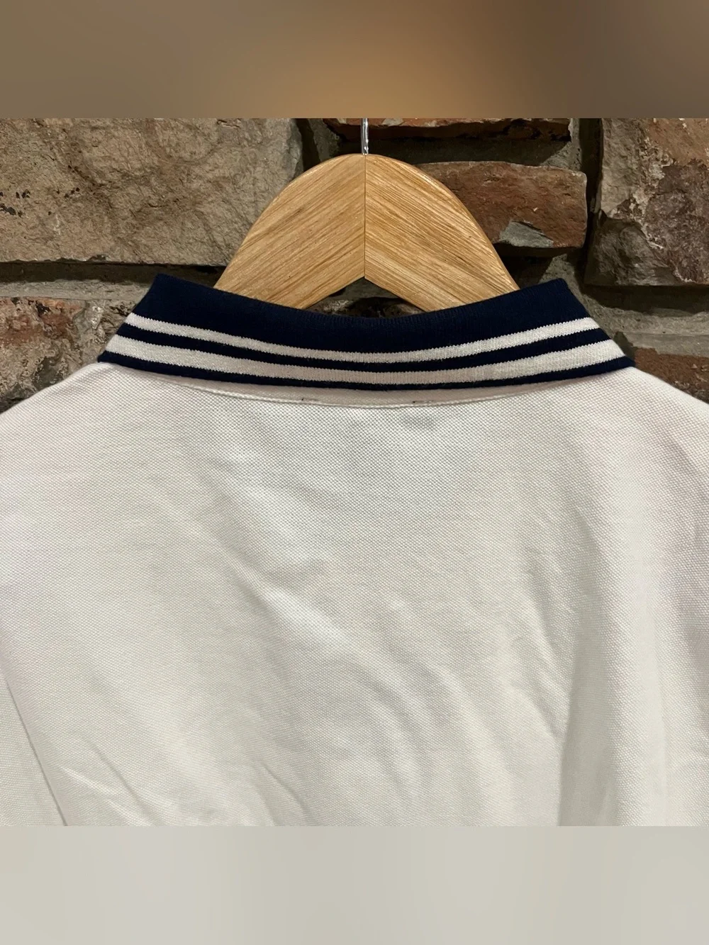 True Religion 100% Cotton White Gusset Polo with Navy Trim
